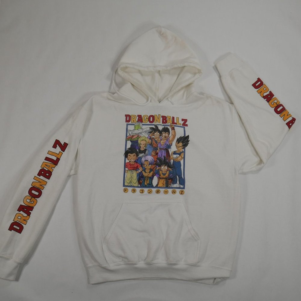 Dragon Ball Z White Long Sleeve Graphic Print Hoodie Sweatshirt Size Medium ***